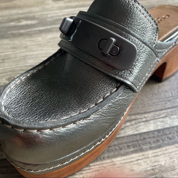 Coach Silver Metallic Clogs - Picture 3 of 6